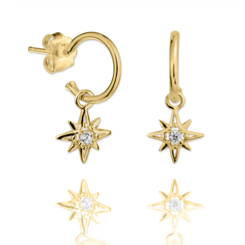 Pendientes aros de plata con colgante dorados - joyeriaelfaro.com