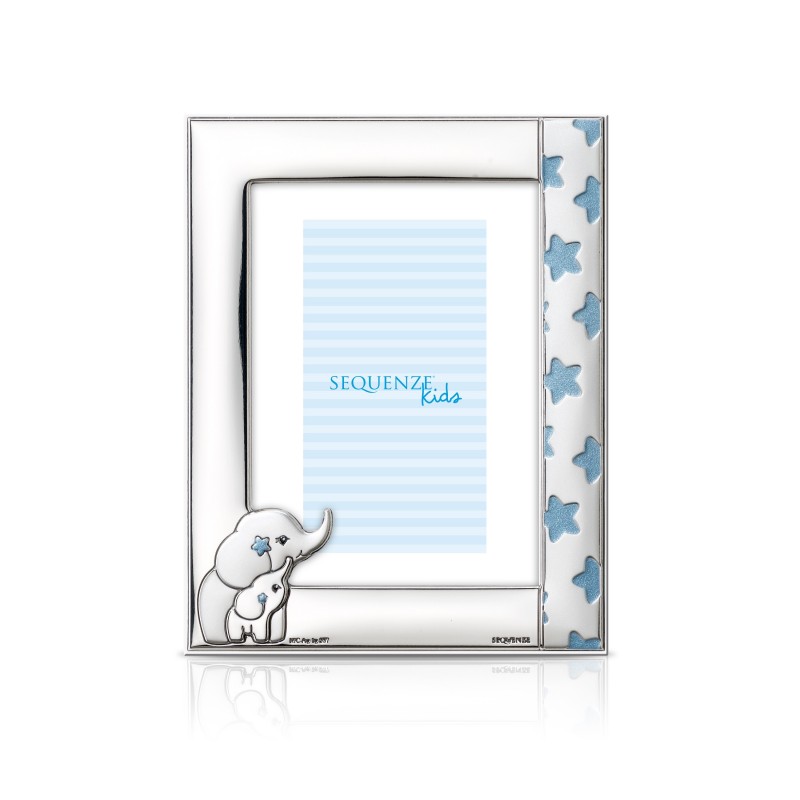 Marco fotos personalizado elefante 9x13 celeste