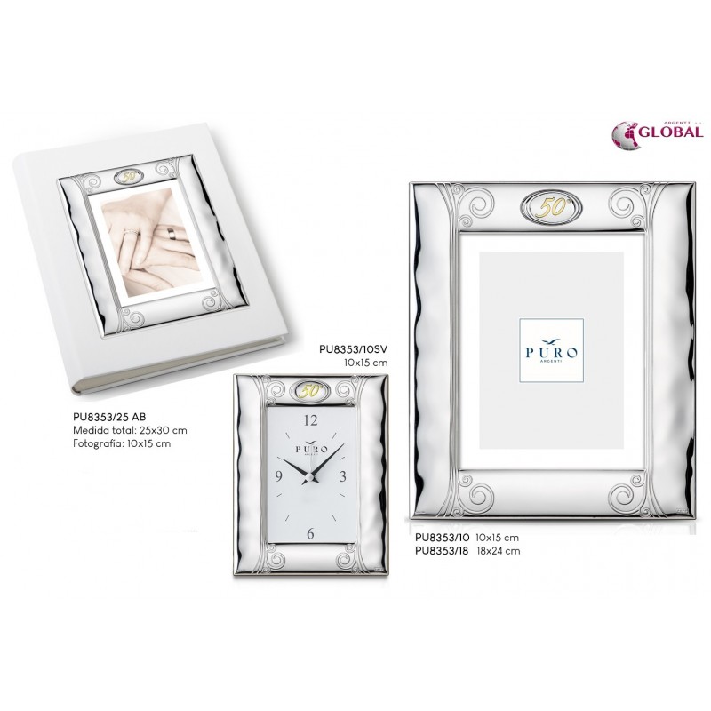 Marco fotos personalizado doble con reloj linea jupiter 9x13 ondas