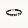 Pulsera piel negra caballero anclas