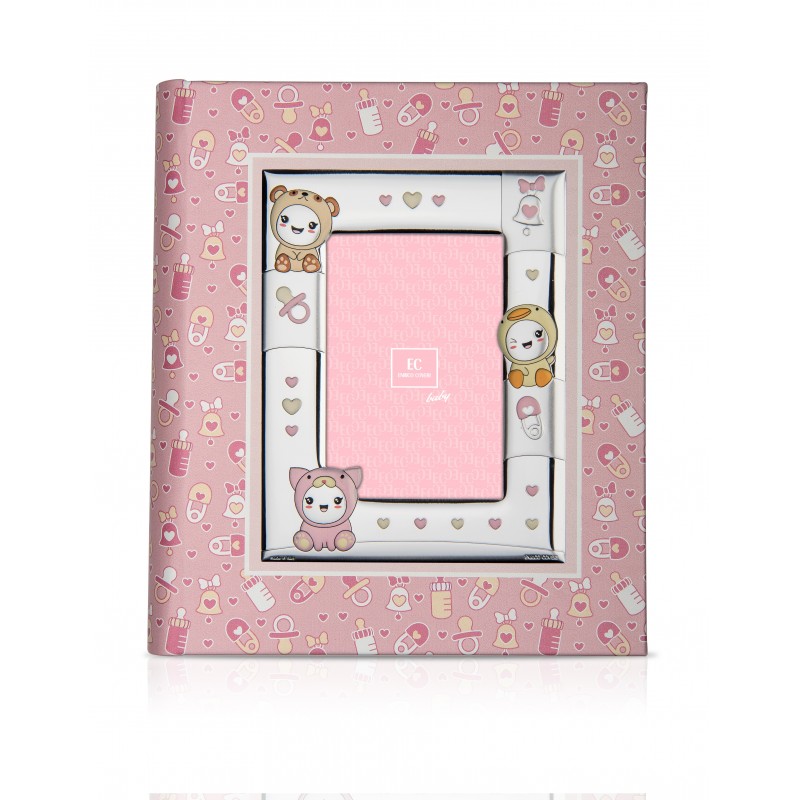 Album 20x25 marco fotos personalizado ext. 13x18 rosa muñecos ec