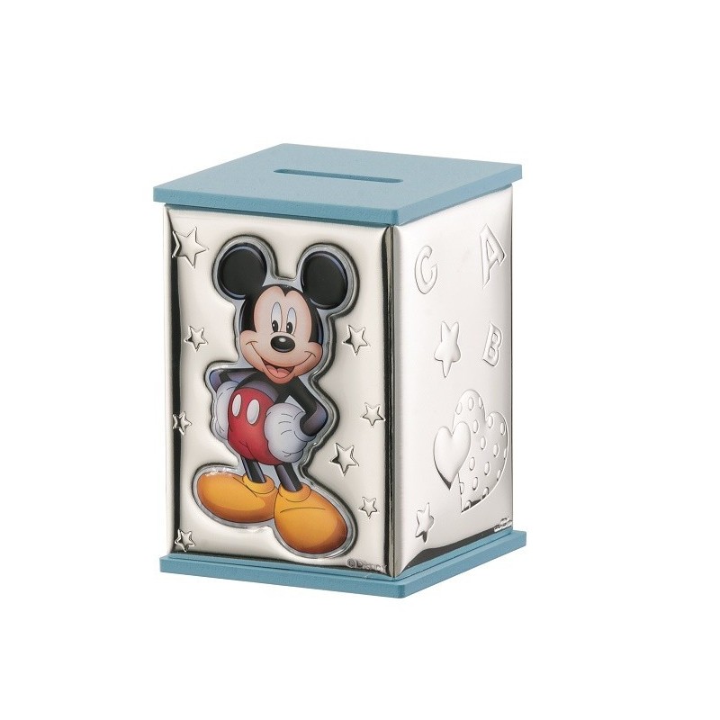 HUCHA MICKEY MOUSE CELESTE Personalizado en Plata Bilaminada Personalizado en Plata Bilaminada