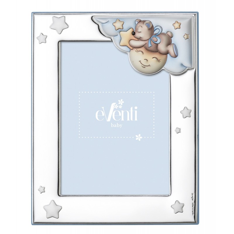 Marco fotos personalizado oso luna 13x18 celeste