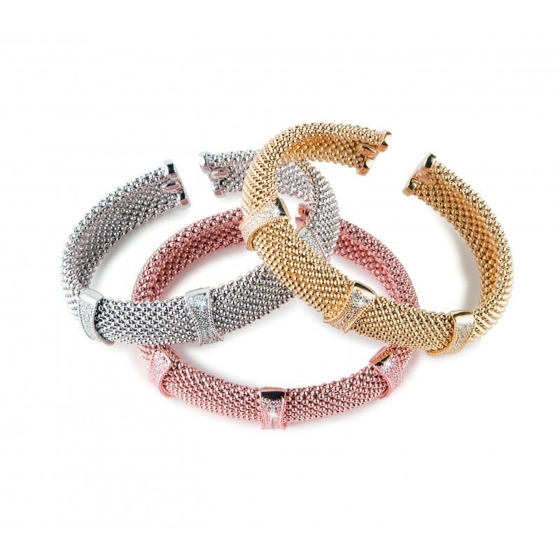 Pulsera rigida rodio y circonita