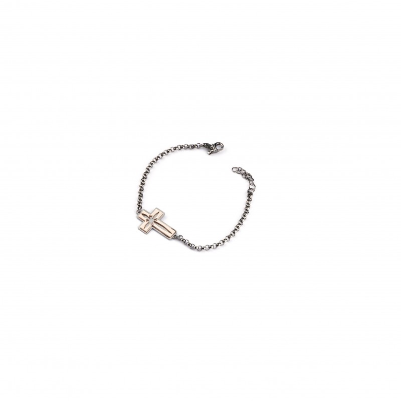 Pulsera caballero plata 925 cruz rose 183