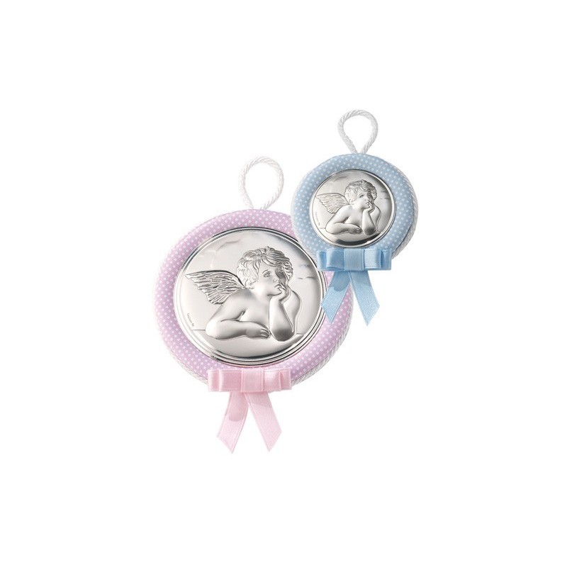 Medallon musical angel rafael rosa 11cms