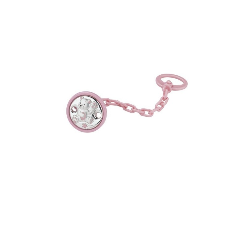 Pinza oso sonajero celeste con plata