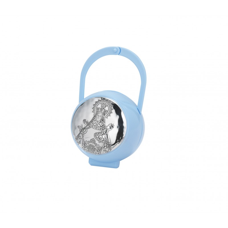 Chupetero personalizado plata virgen covadonga color azul