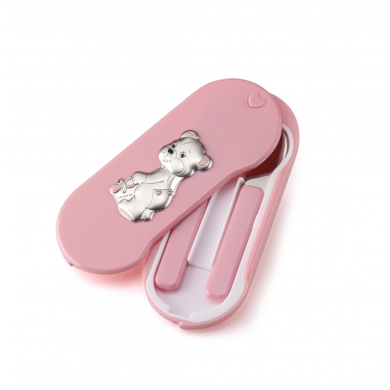 Set cubiertos oso chupe celeste Personalizados