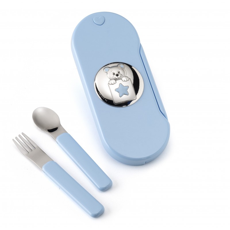 Set cubiertos oso estrella rosa Personalizados