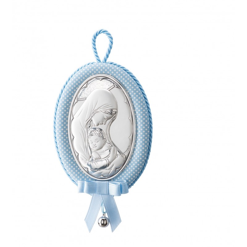 Medallon musical virgen niño oval rosa