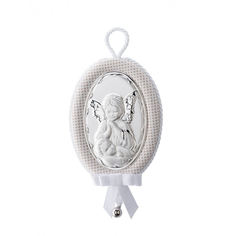 Medallon musical angel oval blanco