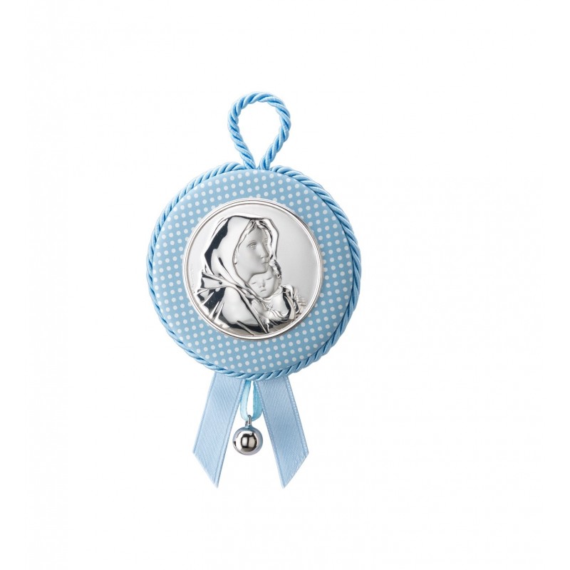 Medallon virgen redondo celeste