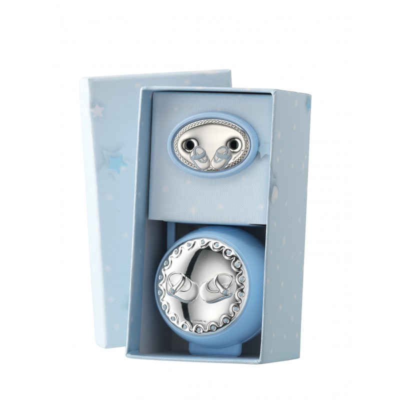 Pinza chupetero personalizado plata zapatitos rosa