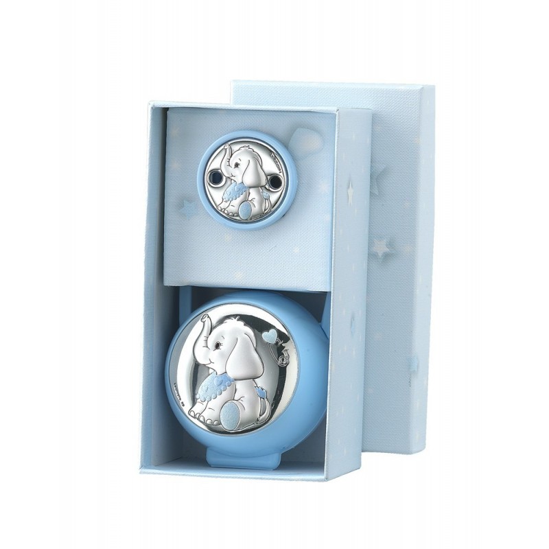 Pinza chupetero personalizado plata elefante rosa