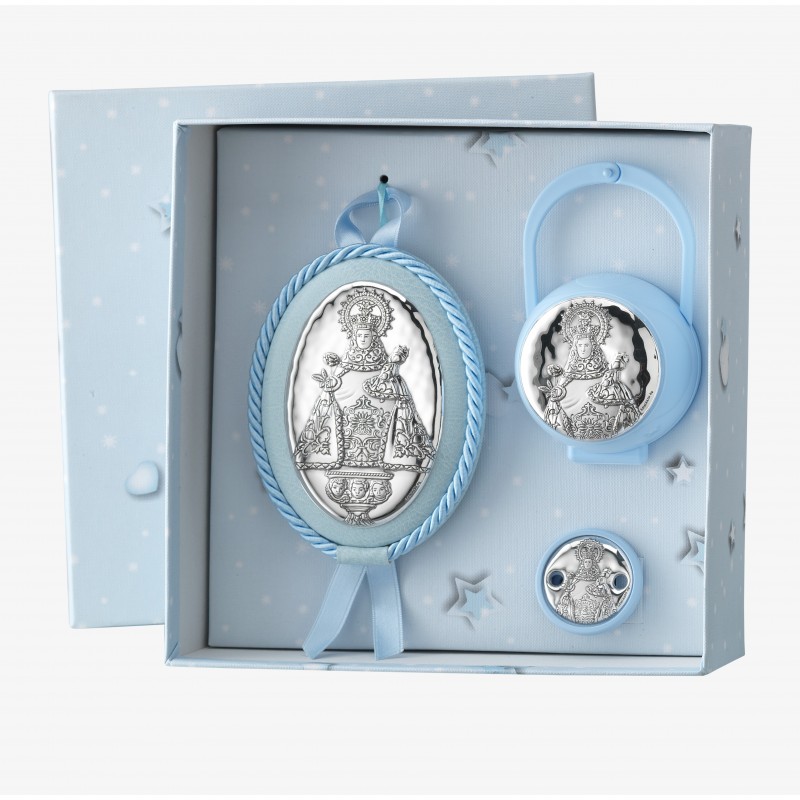 Set guarda chupetes pinza medallon covadonga Blanco