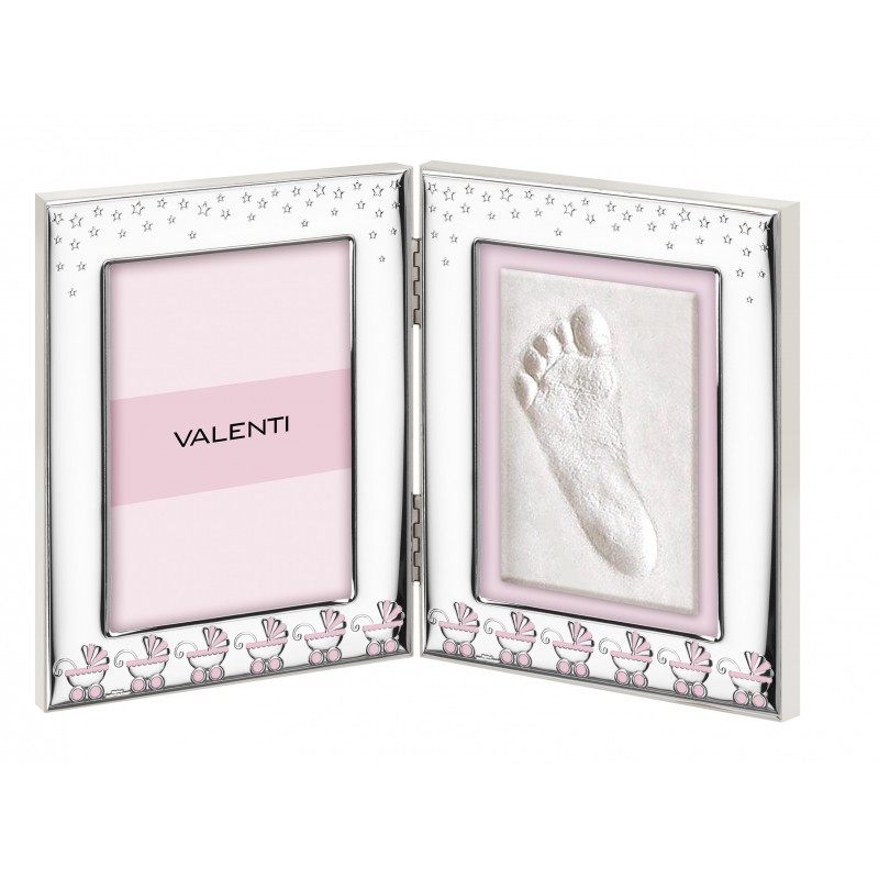 Marco fotos personalizado 9x13 carrito rosa doble huella 