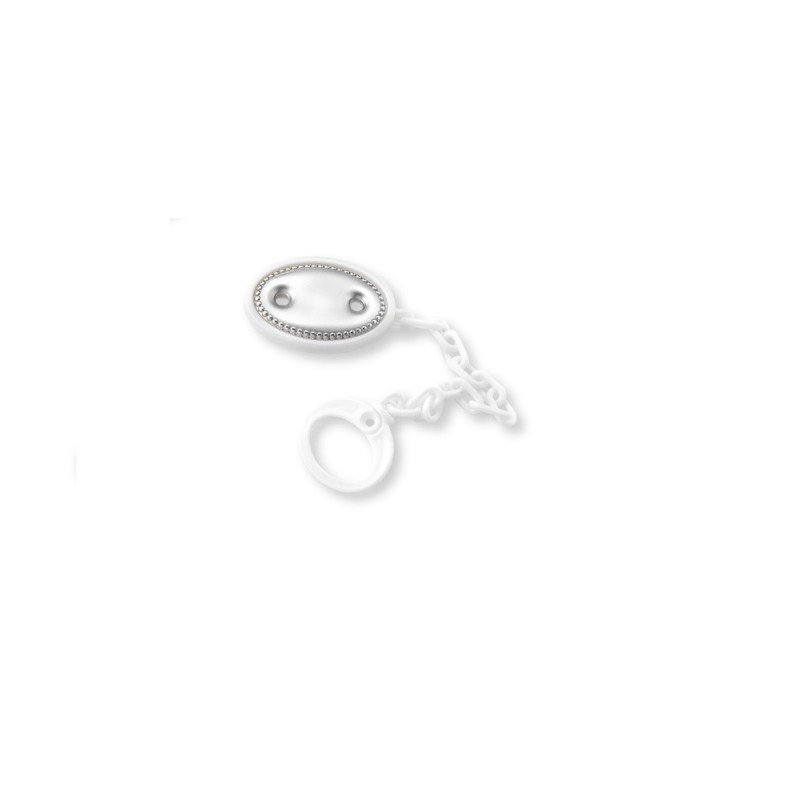 Pinza chupete rosa oval con plata