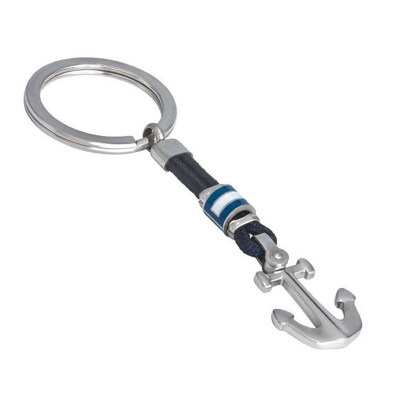 Llavero Boccadamo marinero, ancla bronce rodinada con esmalte azul