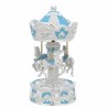 Carrousel caballos 9x20cms ceramica celeste