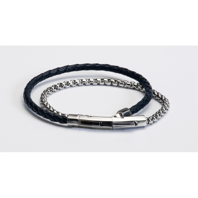 Pulsera caballero piel azul
