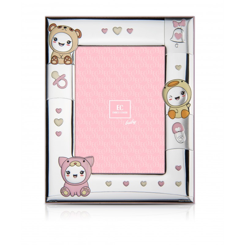 Marco fotos personalizado muñecos 13x18 rosa