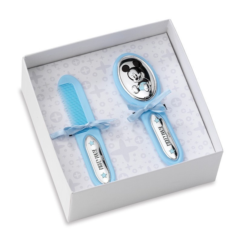 Set peine y cepillos mickey mouse celeste-w5553