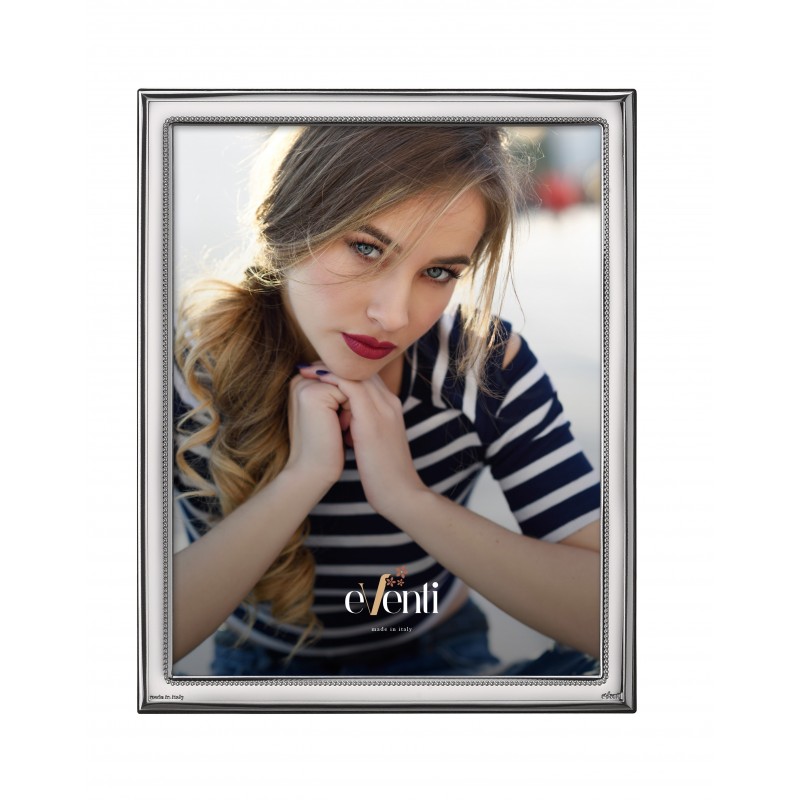 Marco fotos personalizado estrecho perlado 9x13 plata bilaminada