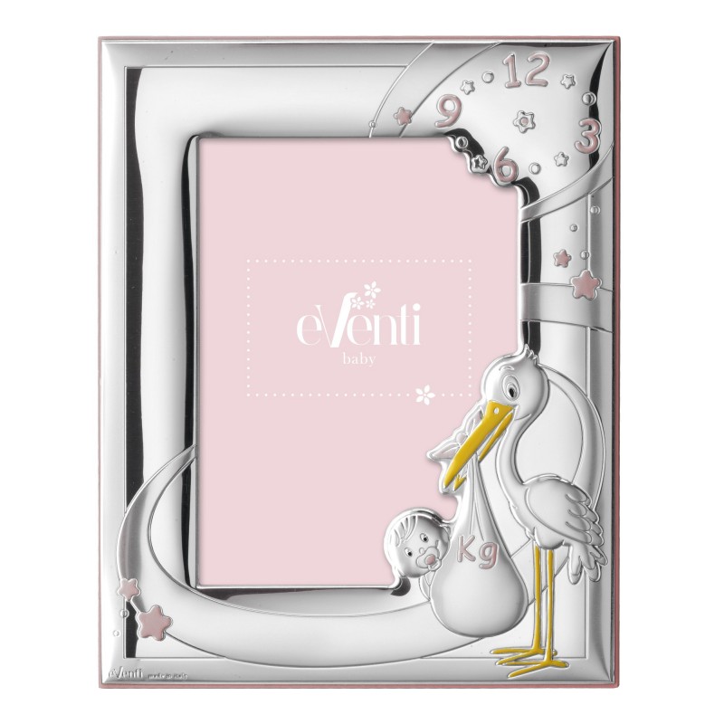 Marco fotos personalizado cigüeña 10x15 rosa