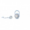 Set pinza y guardachupetes blanco oso balon con plata