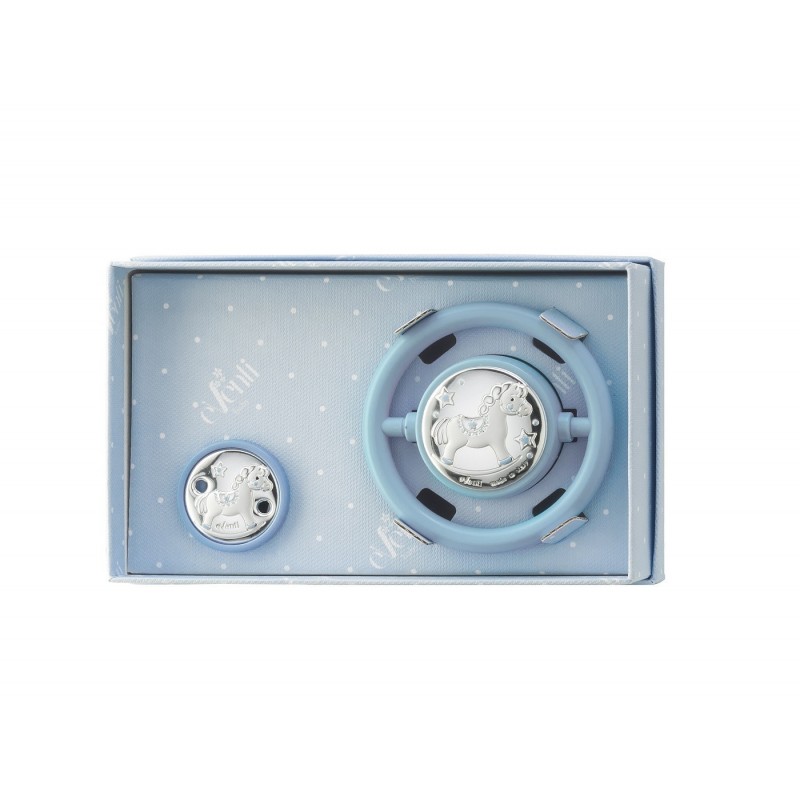 Set sonajeropinza chupete caballo celeste