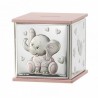 HUCHA ROSA CUBO ELEFANTE Personalizado en Plata Bilaminada Personalizado en Plata Bilaminada