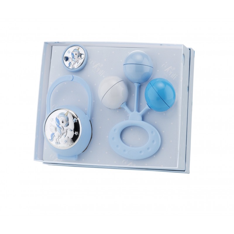 Set pinzap.chupetessonajero unicornio celeste