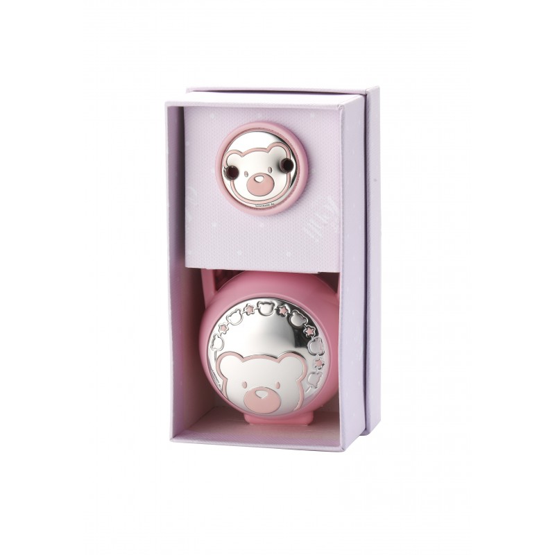 Set pinzha  p.chupetes oso rosa