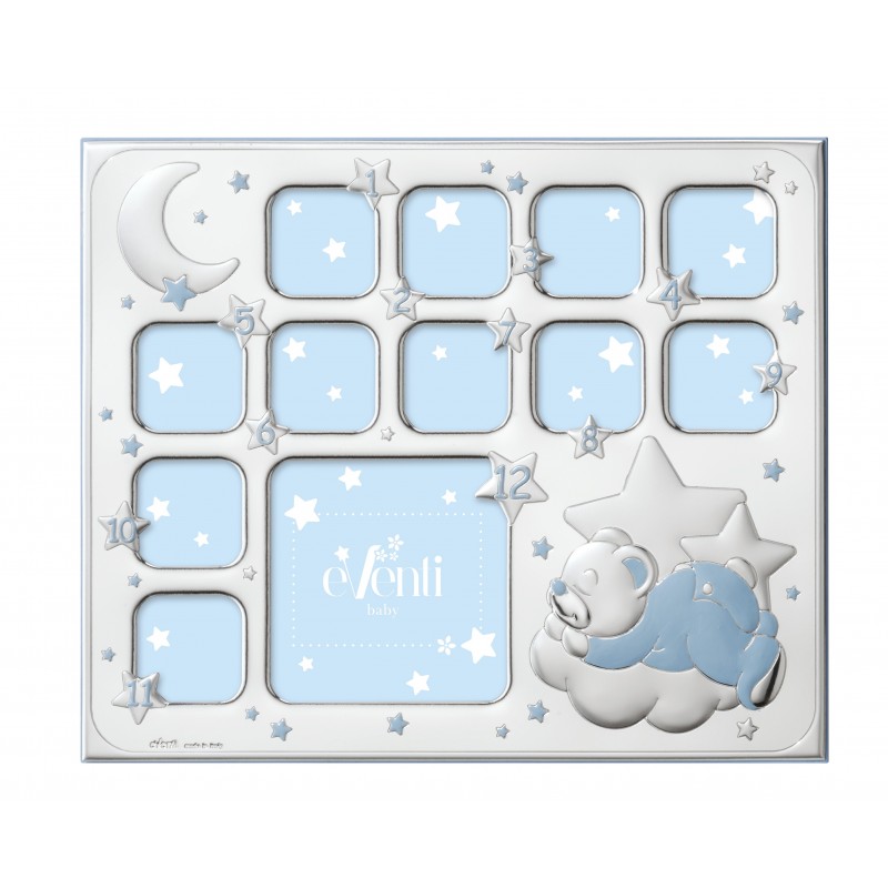 Marco fotos personalizado 1 año oso nube 27x33 rosa