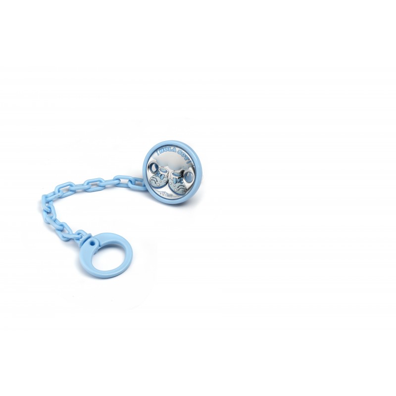 Pinza chupete celeste zapatito con plata