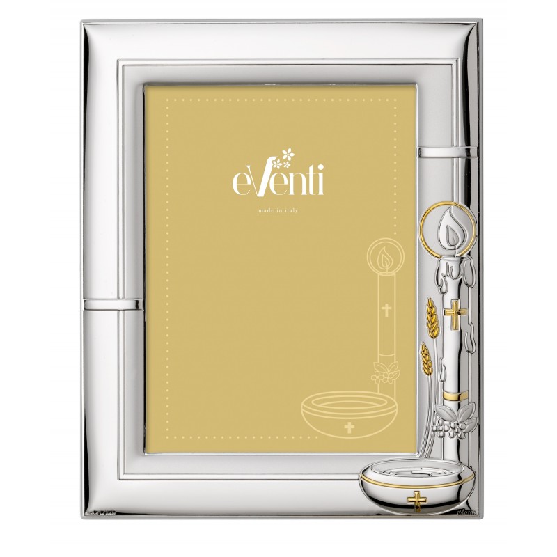 Marco fotos bautizo con foto 15x20 plata bilaminada 925 pila bautismal