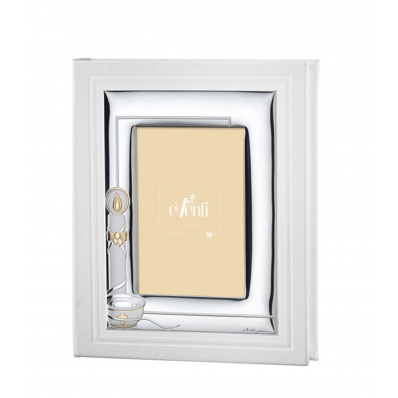 Album y marco fotos bautizo 20x25 personalizado caliz plata bilaminada 925