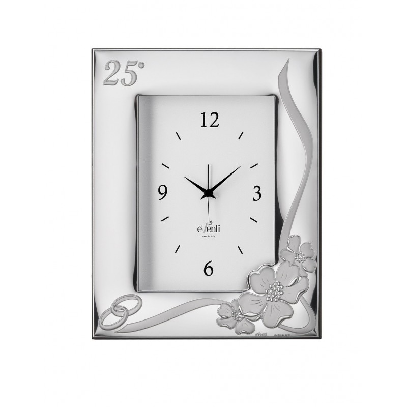 Reloj 25 aniversario flor 13x18 personalizado para bodas plata