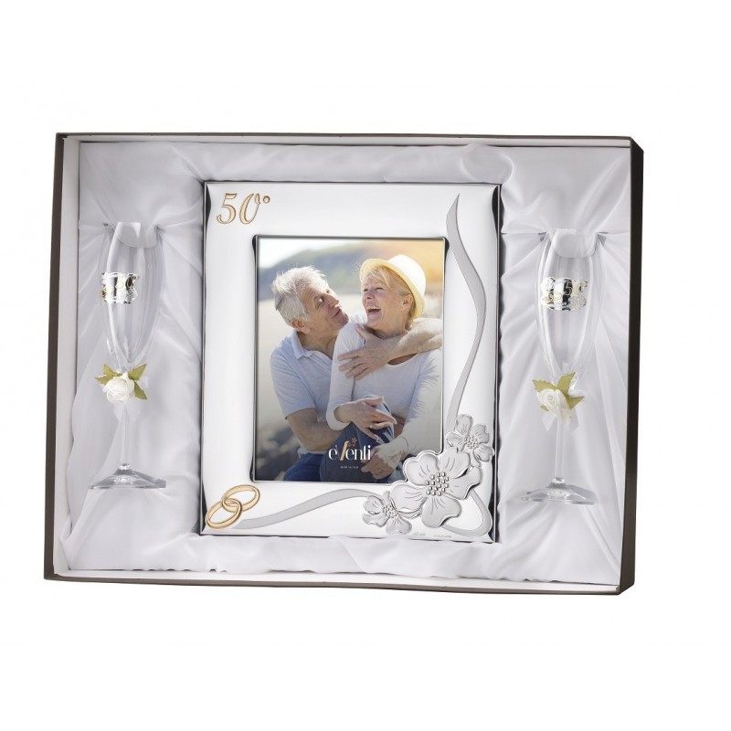 Set marco fotos personalizado 13x18copas 50 aniversario bodas oro plata bilaminada