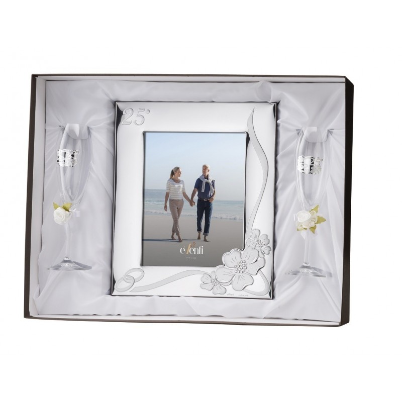 Set marco fotos personalizado 13x18  copas 25 aniversario personalizadas bodas plata