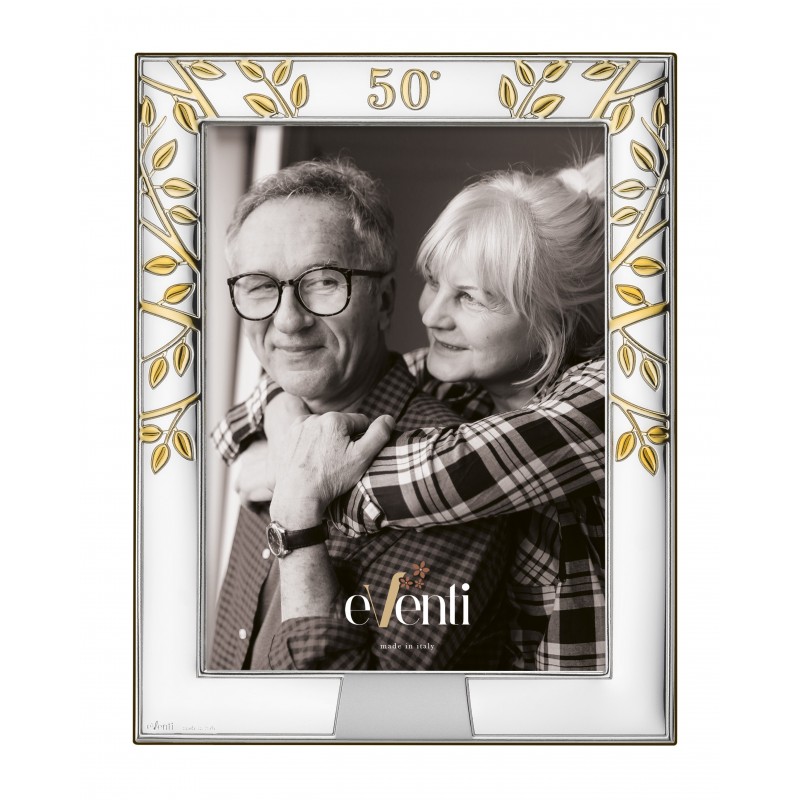 Marco fotos personalizado 50 aniversario 9x13 bodas oro plata bilaminada