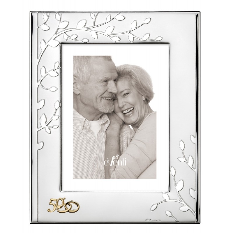 Marco fotos personalizado arbol 50aniversario 13x18 bodas oro plata bilaminada