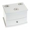 Joyero musical blanco flores 18x13x13 adornos plata bilaminada