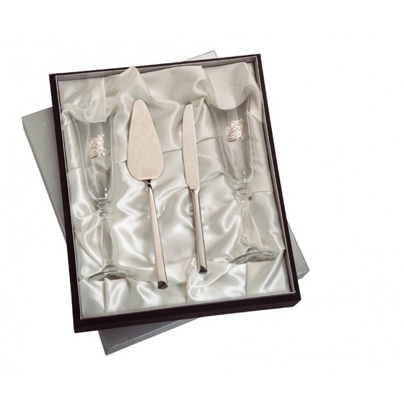 Estuche servicio tarta y copas alianzas