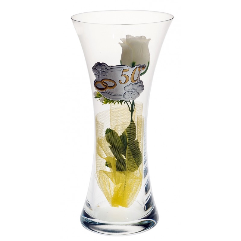 Jarron 50 aniversario 30cms decoracion interior personalizado cristal bohemia