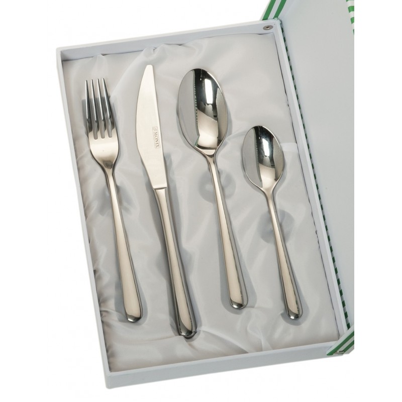 Set 4 cubiertos liso estuche beige Personalizados