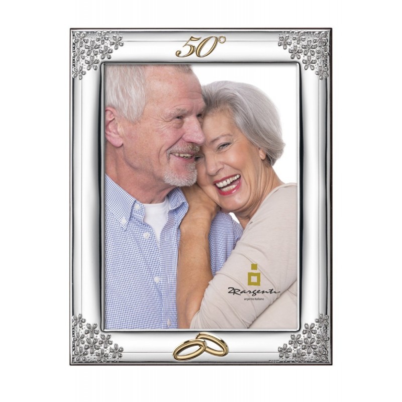 Marco fotos personalizado 50 aniversario 18x24 bodas oro plata bilaminada