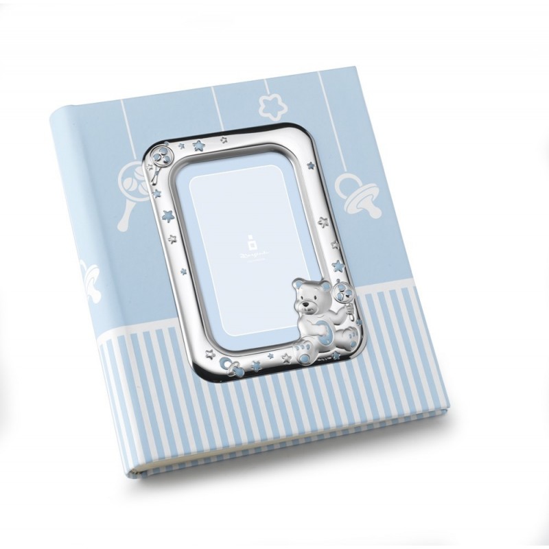 Album marco fotos personalizado exterior oso sonajero 20x25 celeste