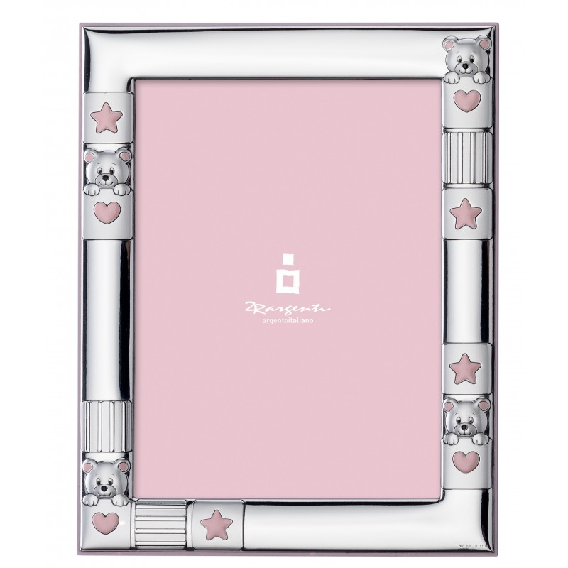 Marco fotos personalizado oso corazon estrella 9x13 rosa